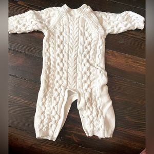 Hope and Henry cable knit onesie in white
